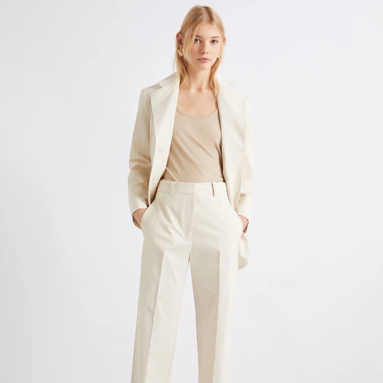 Marella Straight-fit pure cotton poplin trousers - ICE