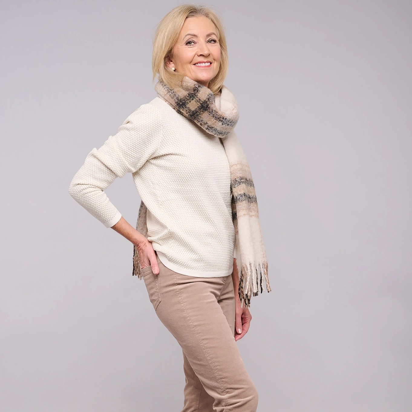 Robell Bella Needlecord Trousers Beige