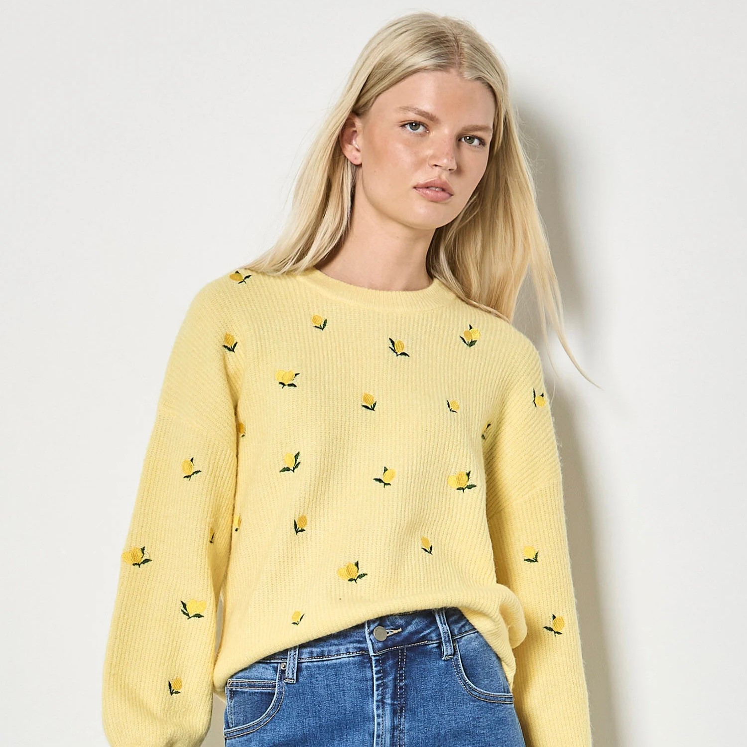 Apicot Embroidered Lemon Jumper