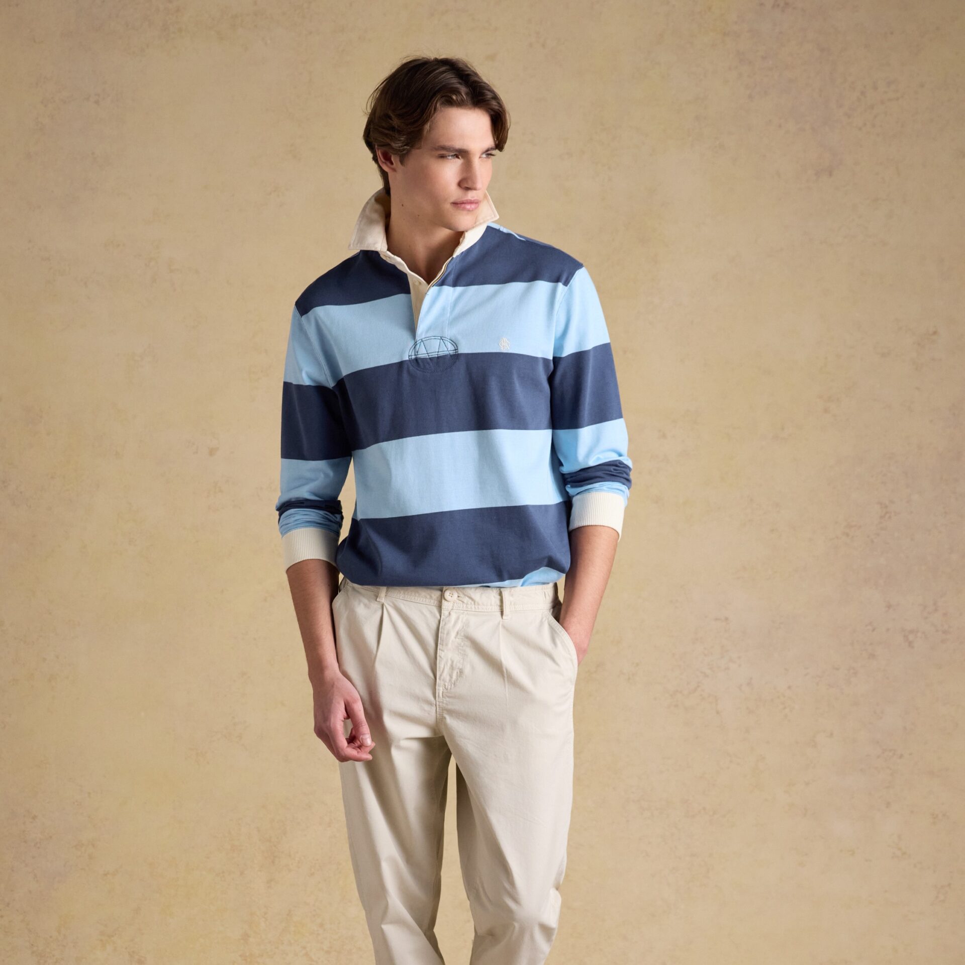 Joules Blue & Navy Striped Long Sleeve Rugby Shirt