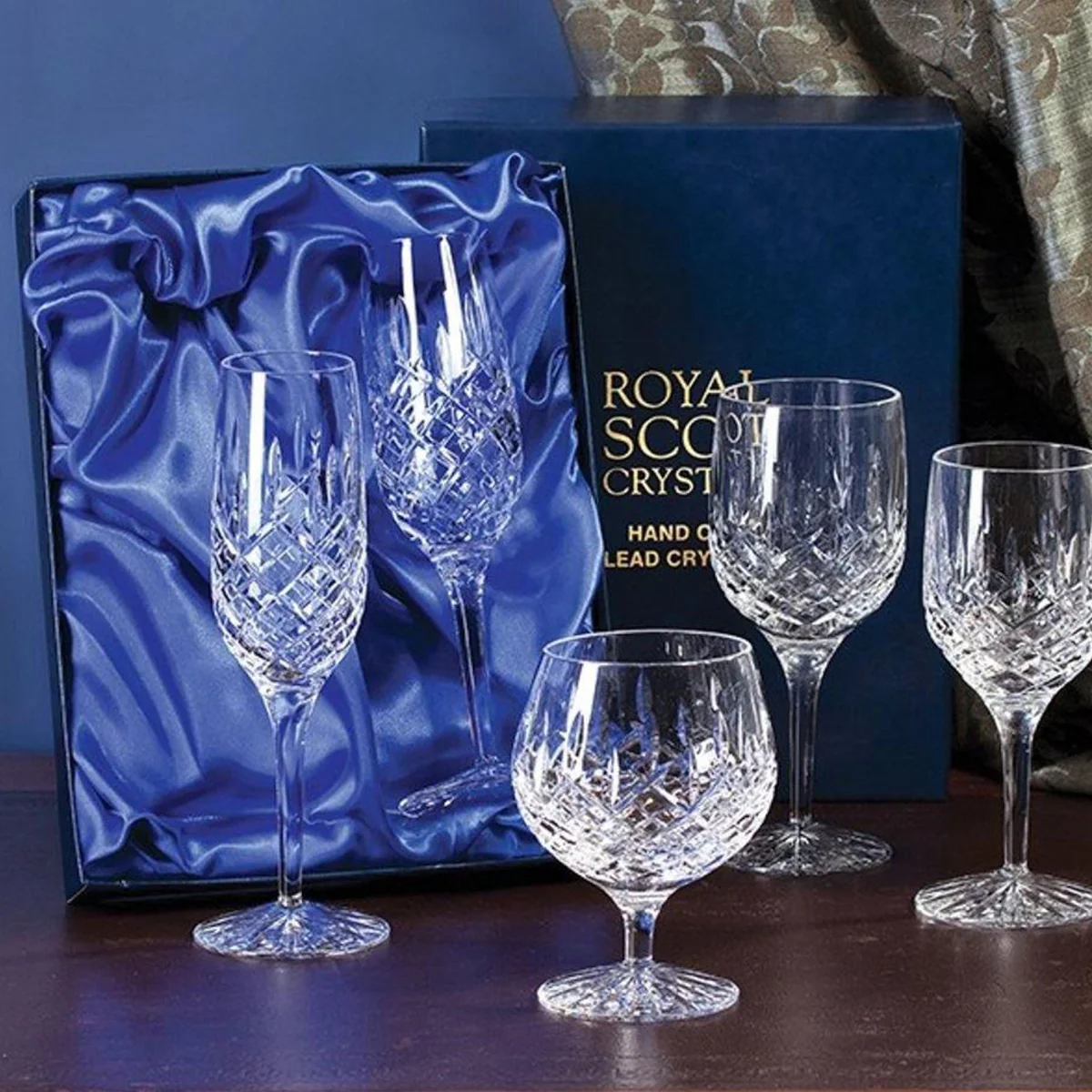 Royal Scot Crystal Diamante 2 Gin & Tonic Copa Glasses