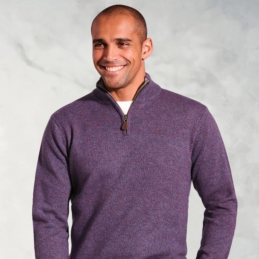 Brooke Taverner Rutherford Heather Lambswool Zip Neck Jumper