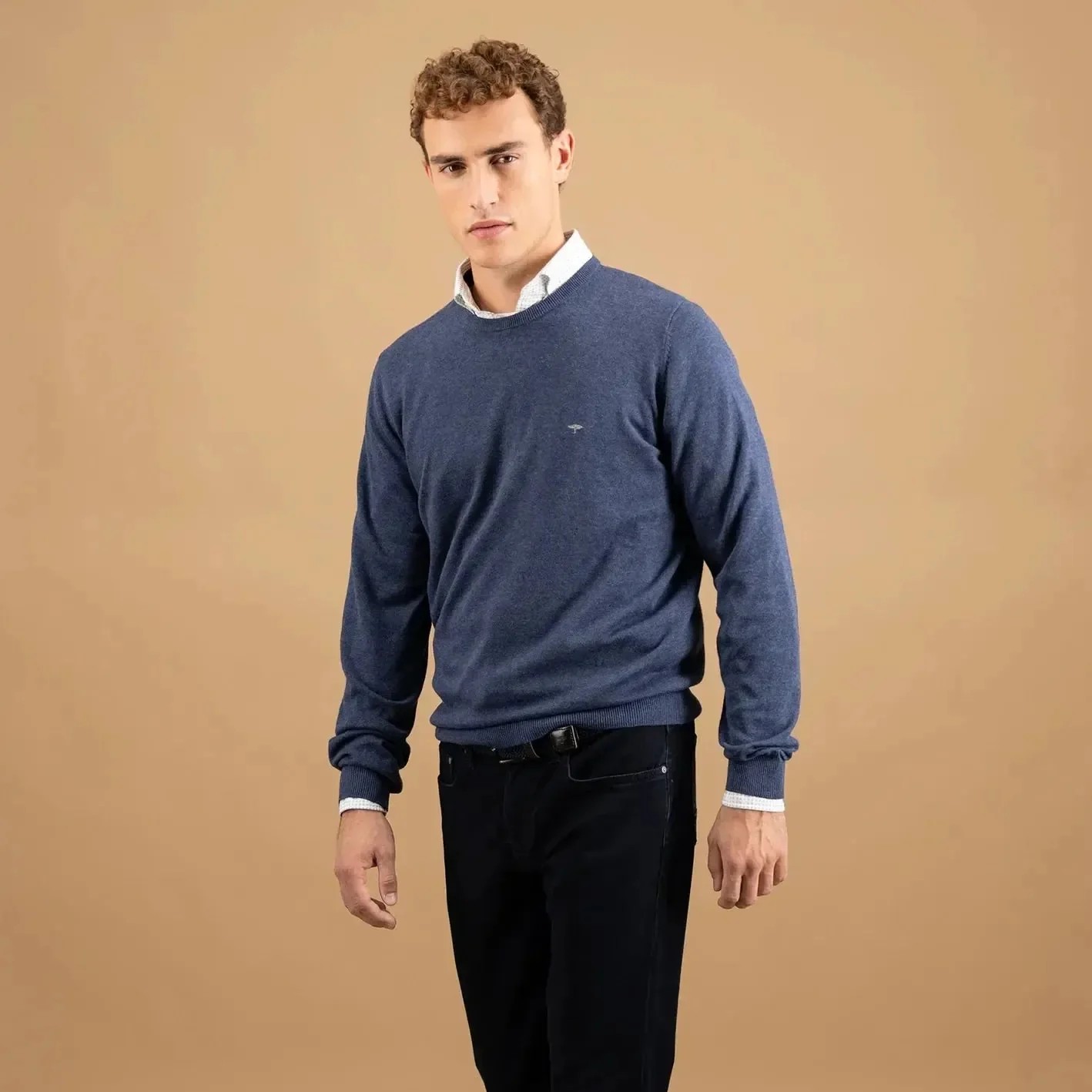 Fynch Hatton Fine Knit Cotton Crewneck Night