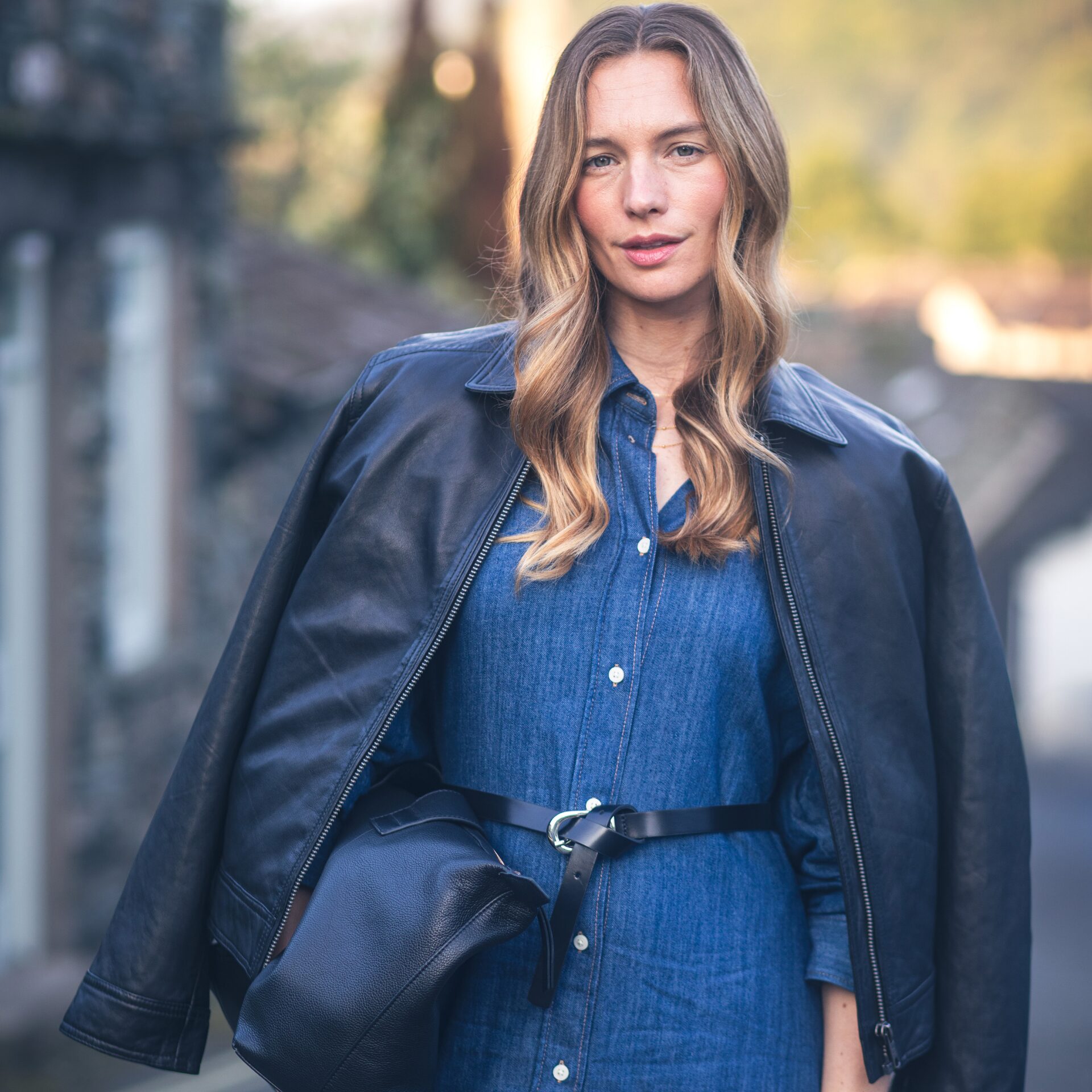 Fairhill Leather Jacket Navy