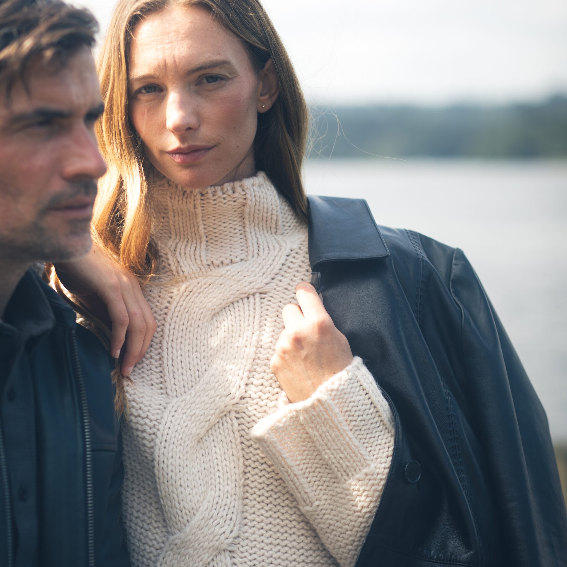 Fairhill Leather Jacket Navy