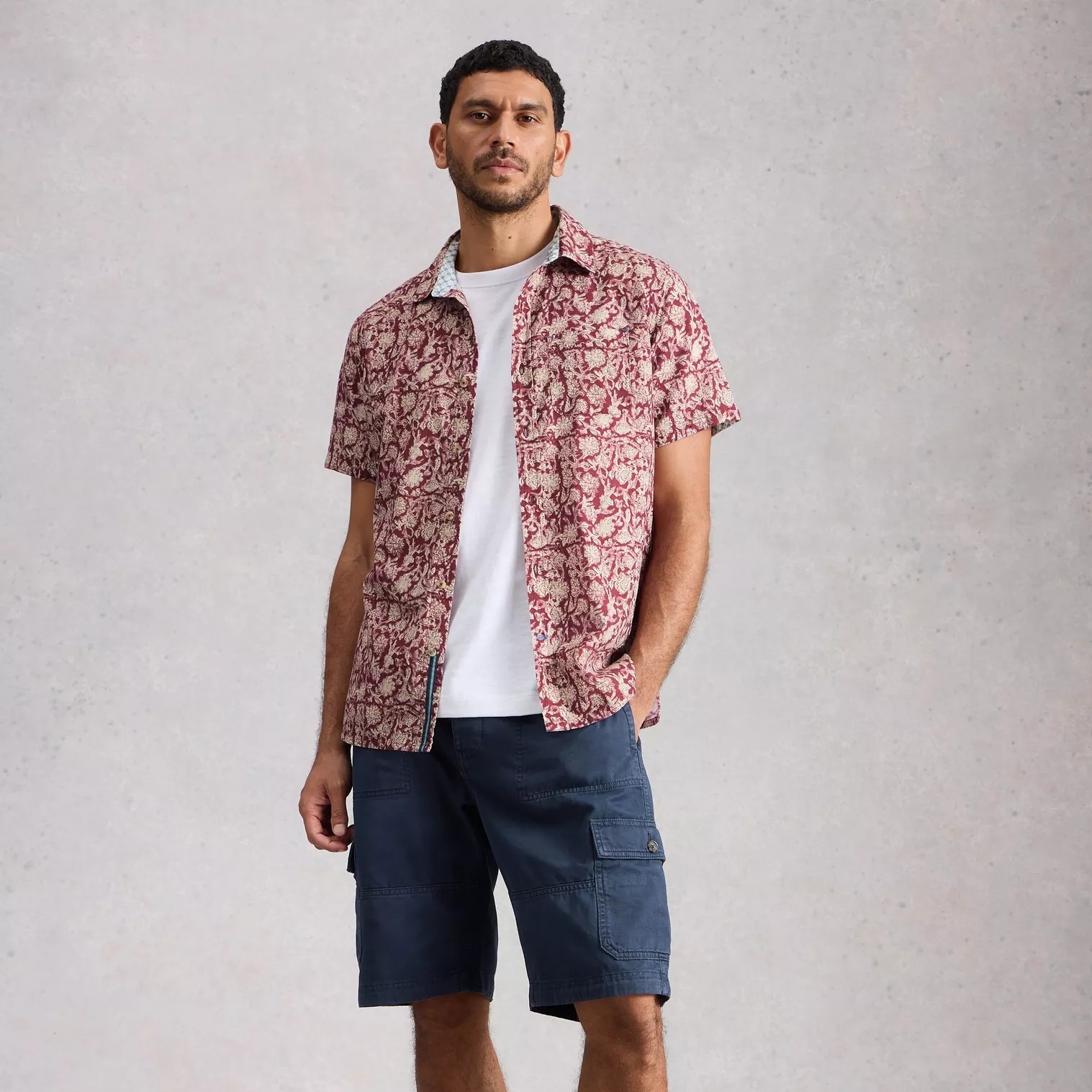 White Stuff Finsbury SS Floral Print Shirt in red print
