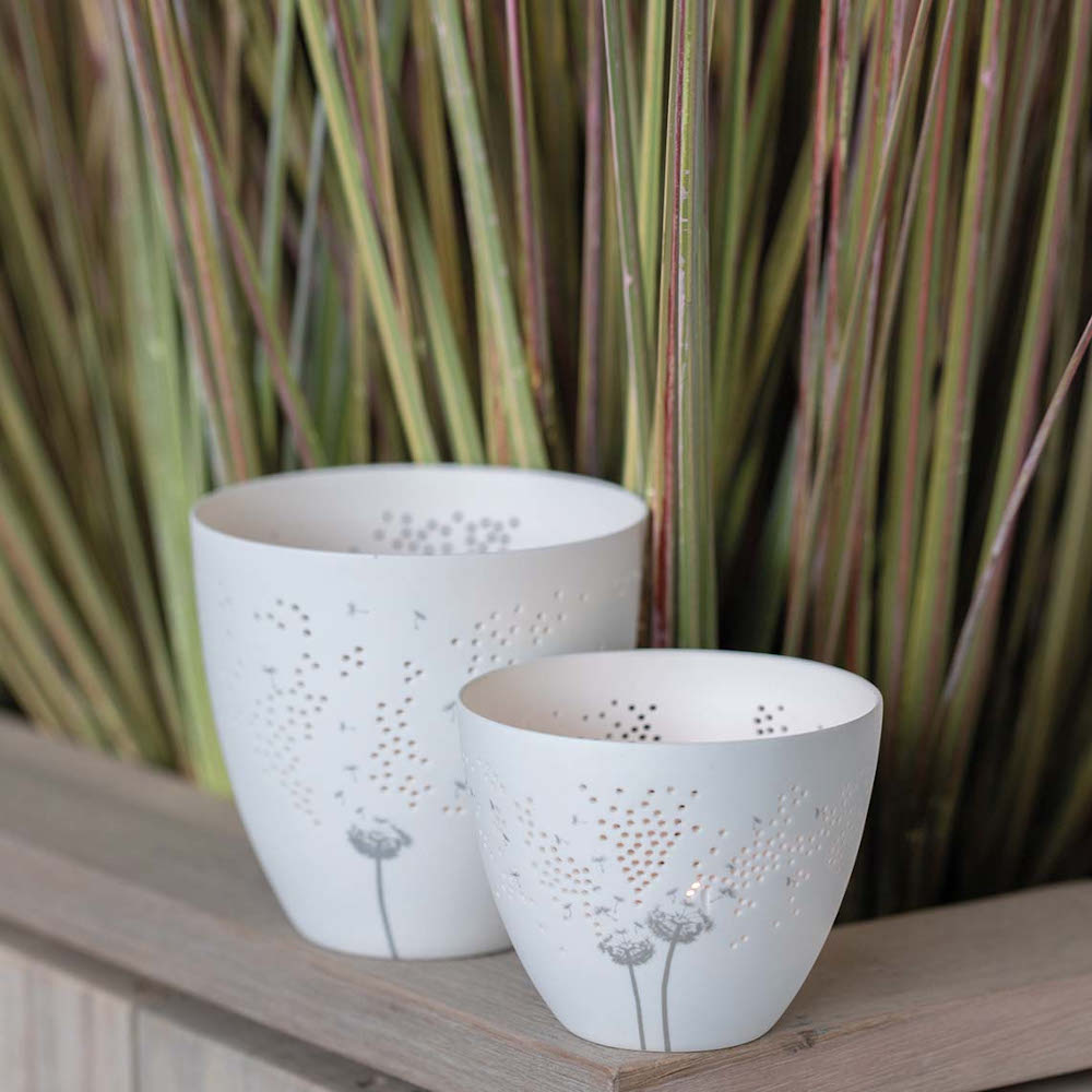 Rader Tea Light Holder In Porcelain Poetry Light Range Dandelion Design Small Size