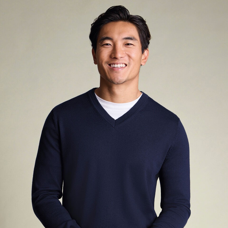 Charles Tyrwhitt Pure Merino V-Neck Jumper - Navy