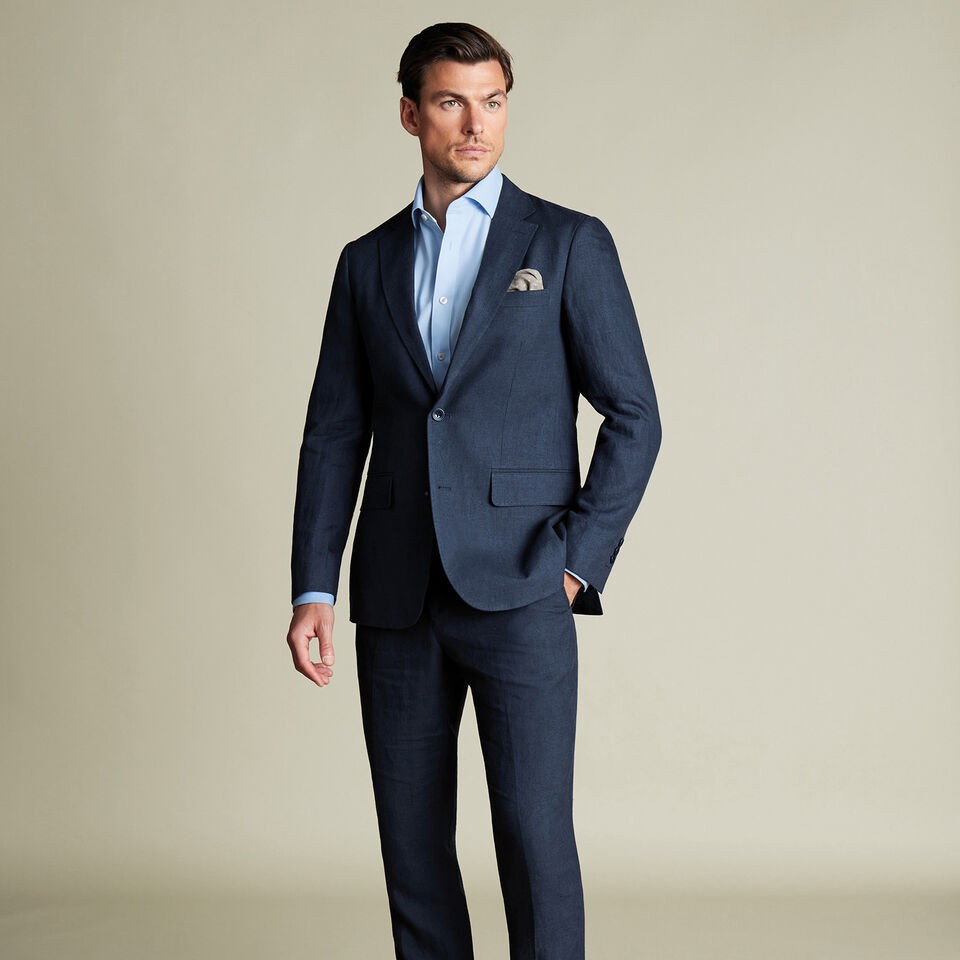 Charles Tyrwhitt Linen Suit Dark Navy