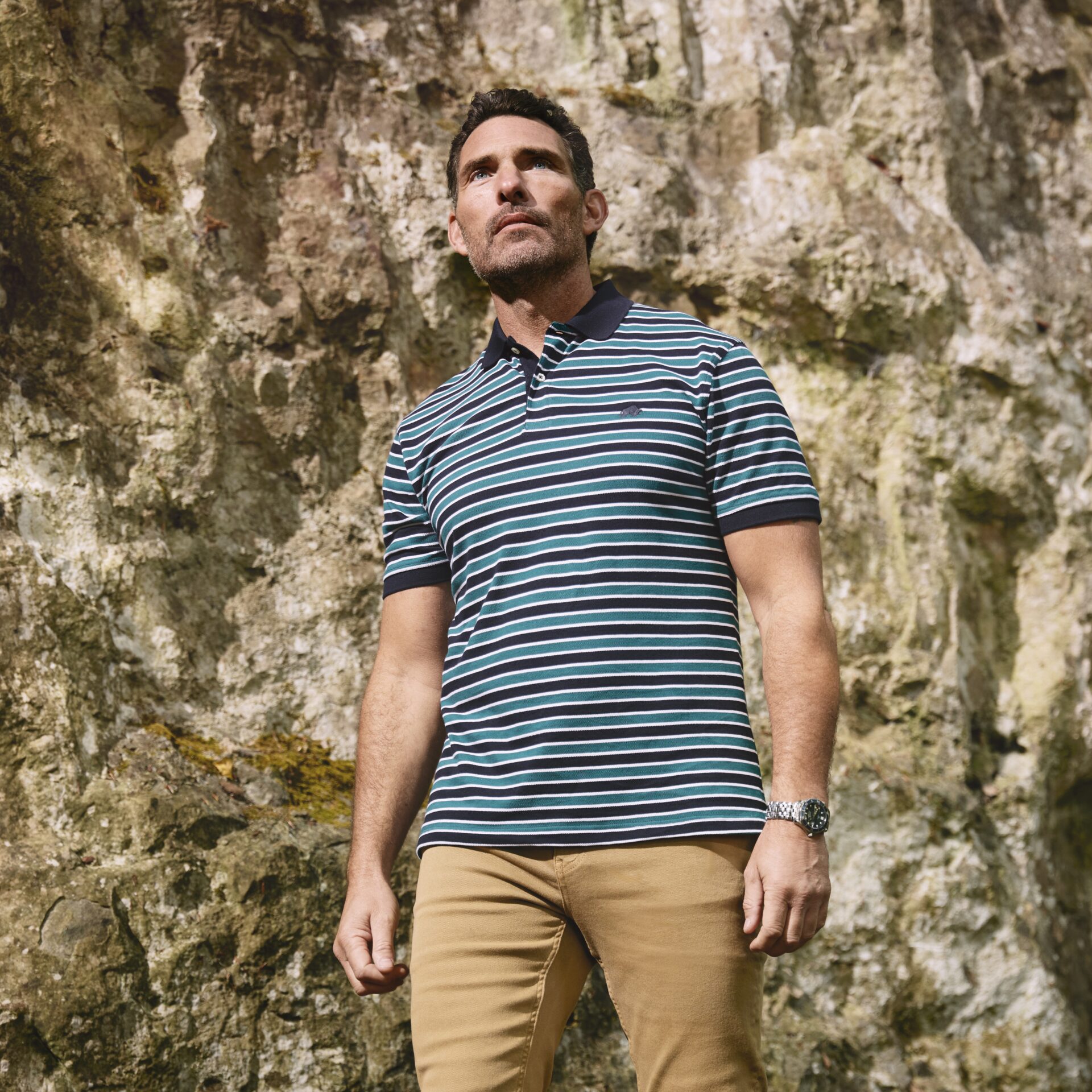 Raging Bull Triple Stripe Polo Shirt, Navy/Multi