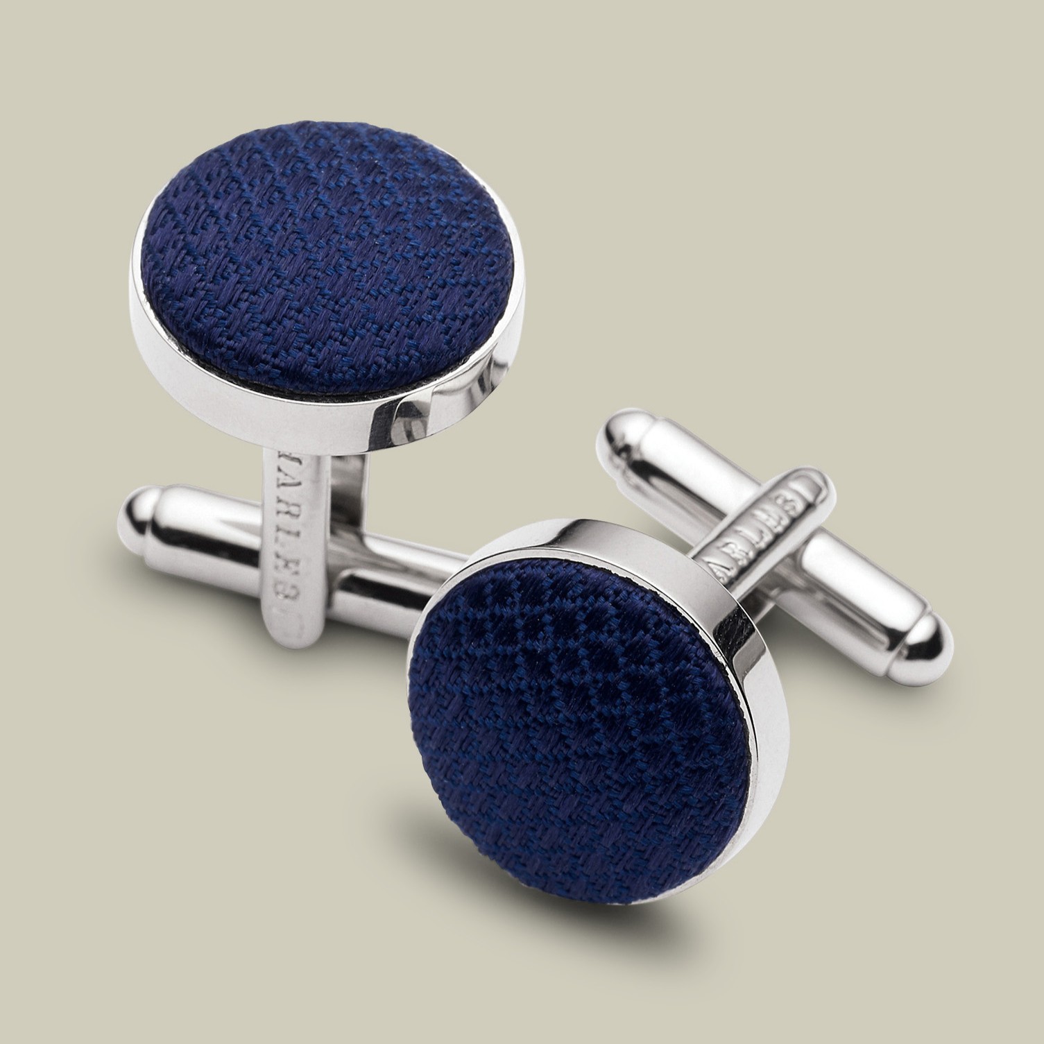 Silk Round Cufflinks - Navy Charles Tyrwhitt