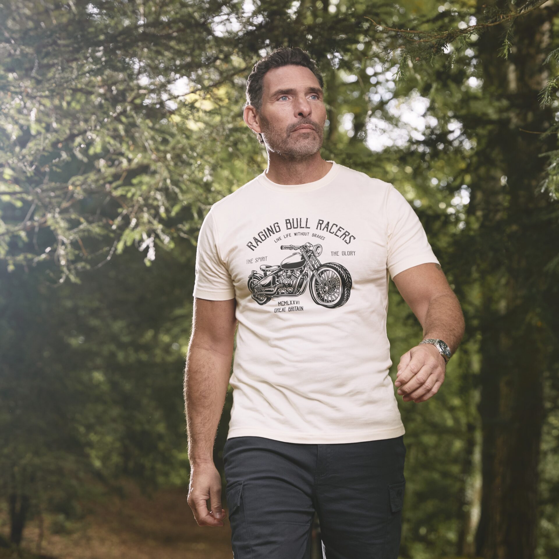 Raging Bull Racers T-Shirt - Cream