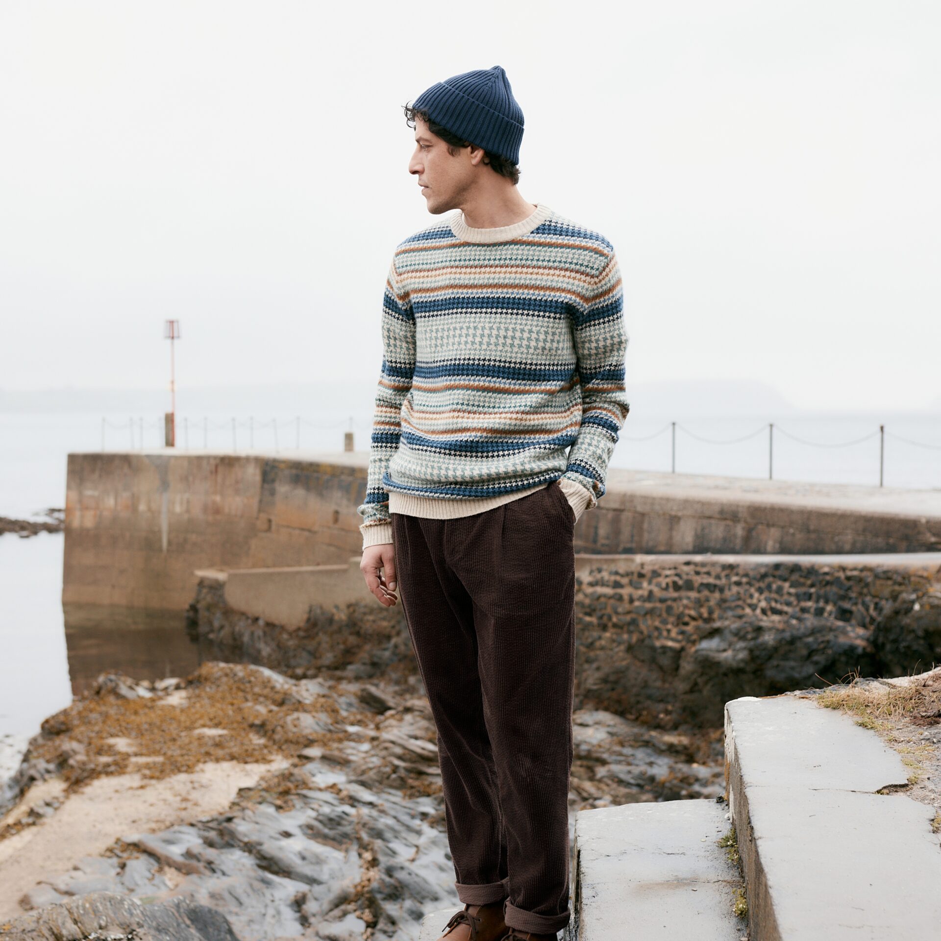 seasalt cornwall Lambswool Rich Striped Crew Neck Jumper